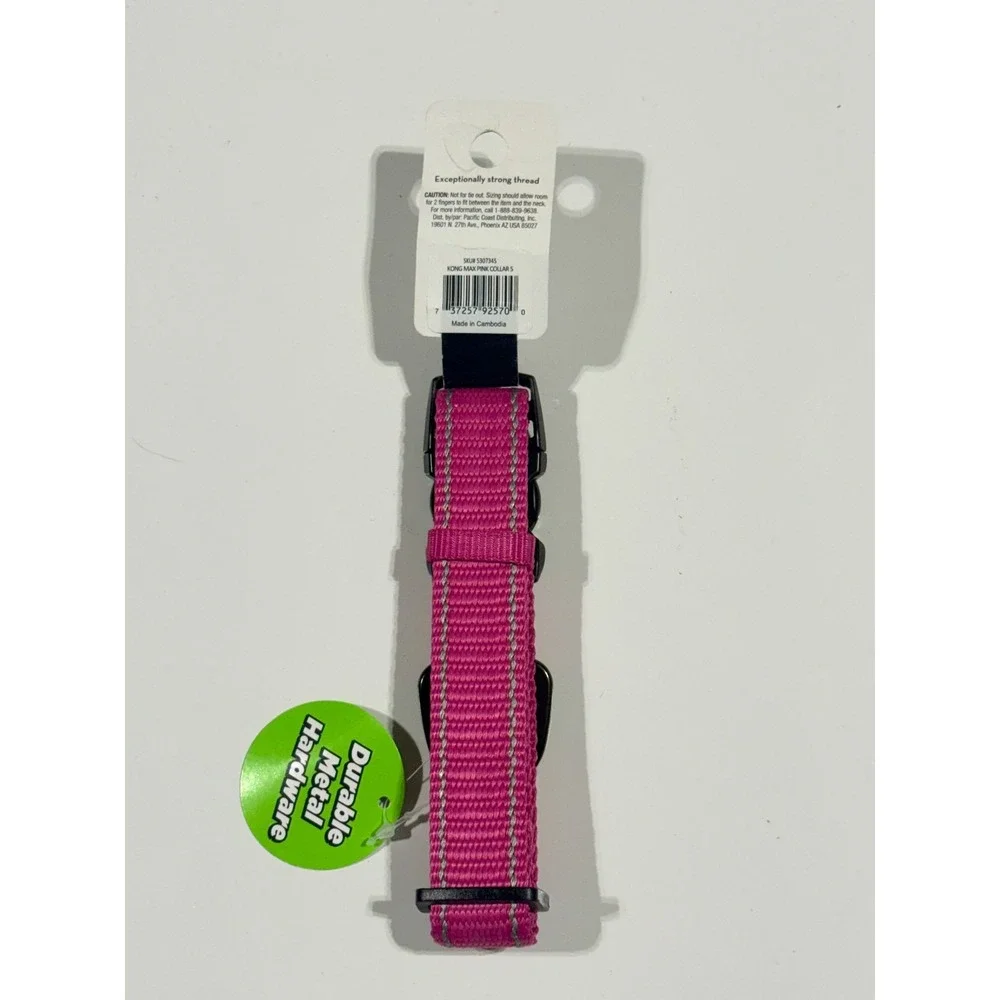 KONG MAX Ultra Durable Pink Dog Collar Small Adjustable Reflective 5307345